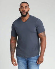 Organic V-Neck T-Shirt (Slim Fit) / Steel