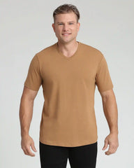 Organic V-Neck T-Shirt (Slim Fit) / Tobacco
