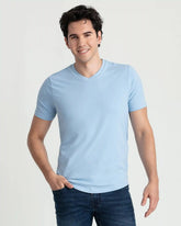 Organic V-Neck T-Shirt (Slim Fit) / Light Blue