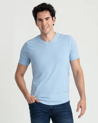 Organic V-Neck T-Shirt (Slim Fit) / Light Blue