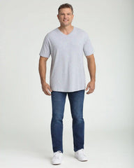 Organic V-Neck T-Shirt (Slim Fit) / Heather Grey