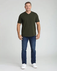 Organic V-Neck T-Shirt (Slim Fit) / Olive