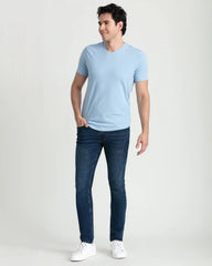 Organic V-Neck T-Shirt (Slim Fit) / Light Blue