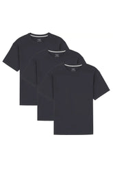 Organic Crew Neck T-Shirt 3 Pack (Relaxed Fit) / Black