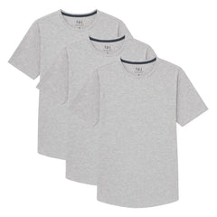 Organic Crew Neck T-Shirt 3 Pack (Slim Fit) / Heather Grey