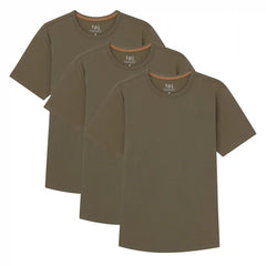 Organic Crew Neck T-Shirt 3 Pack (Slim Fit) / Military Olive