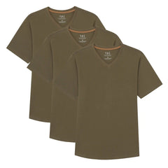 Organic V-Neck T-Shirt 3 Pack (Slim Fit) / Military Olive