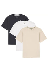 Organic Crew Neck T-Shirt 3 Pack (Relaxed Fit) / Neutrals