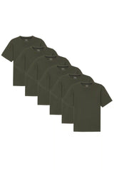 Organic Crew Neck T-Shirt 6 Pack (Relaxed Fit)/ Olive