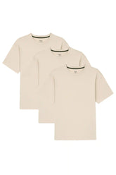 Organic Crew Neck T-Shirt 3 Pack (Relaxed Fit) / Tan