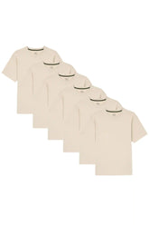 Organic Crew Neck T-Shirt 6 Pack (Relaxed Fit) / Tan