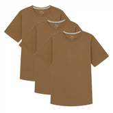 Organic Crew Neck T-Shirt 3 Pack (Slim Fit) / Tobacco