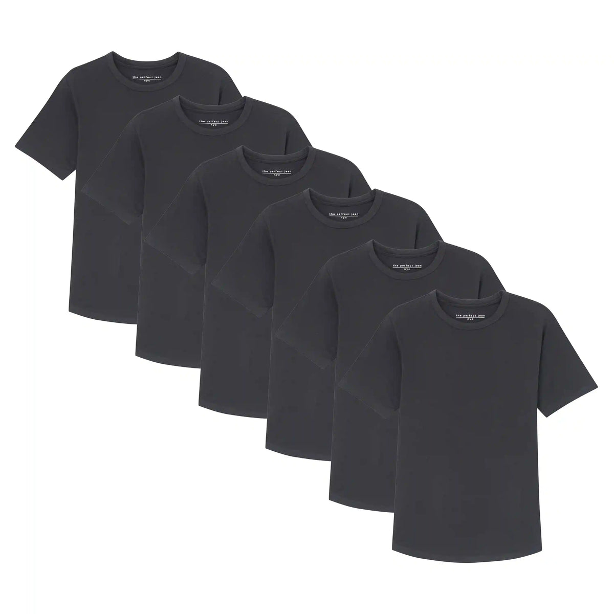Organic Crew Neck T-Shirt 6 Pack (Slim Fit) / Black