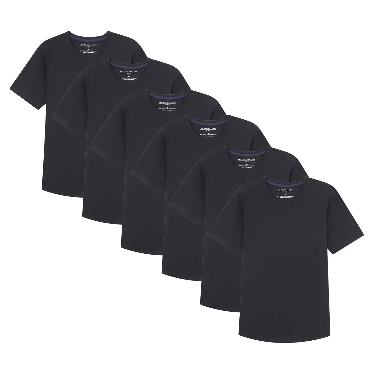 Organic V-Neck T-Shirt 6 Pack (Slim Fit) / Black