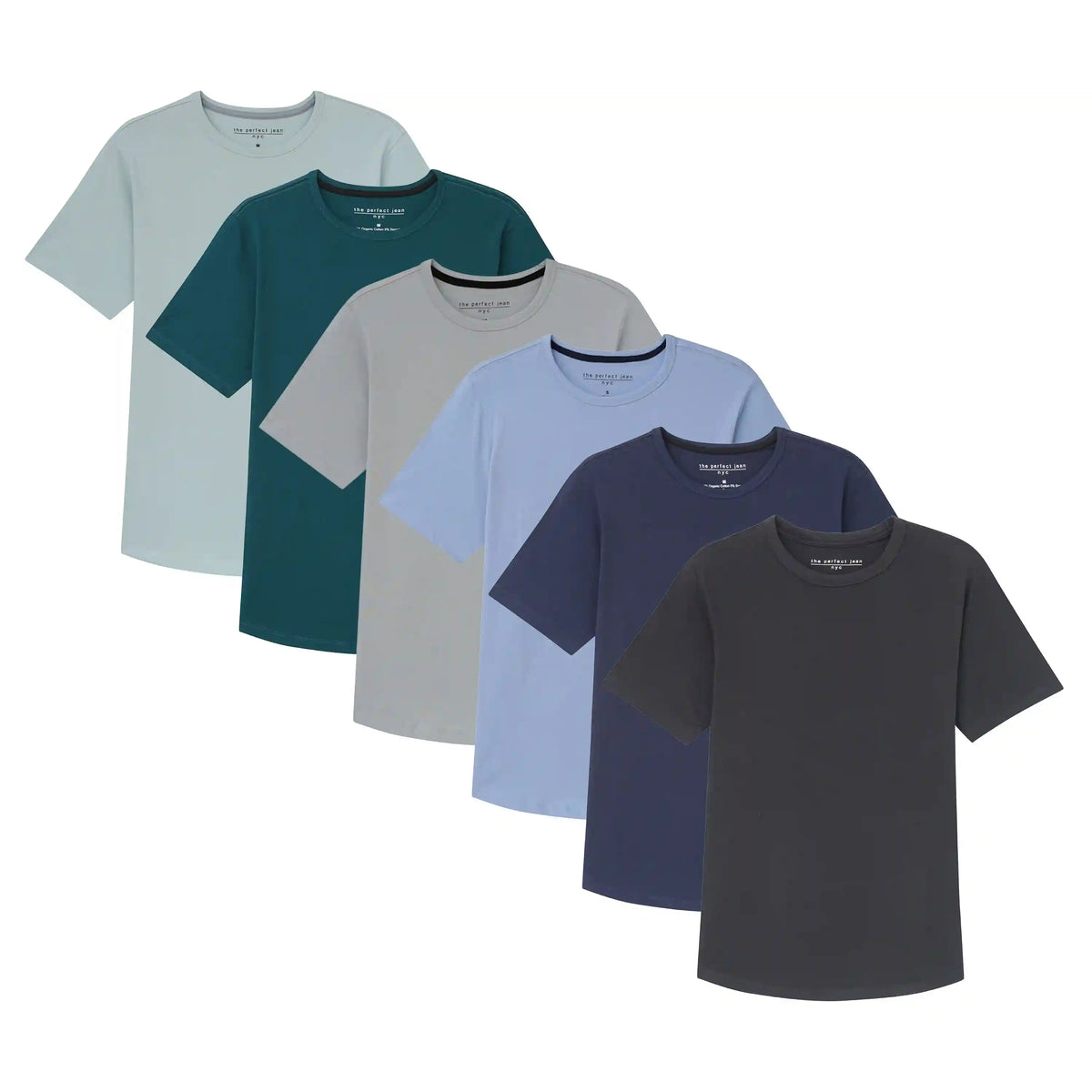 Organic Crew Neck T-Shirt 6 Pack (Slim Fit) / Seaside