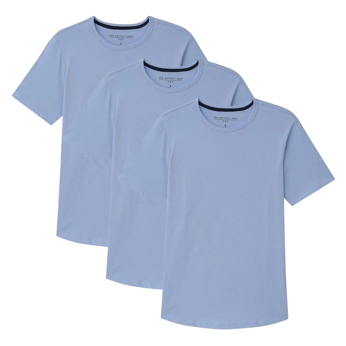 Organic Crew Neck T-Shirt 3 Pack (Slim Fit) / Light Blue