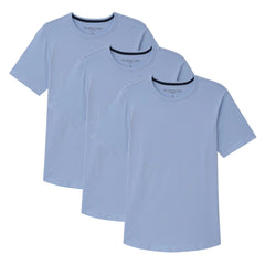 Organic Crew Neck T-Shirt 3 Pack (Slim Fit) / Light Blue
