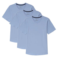 Organic V-Neck T-Shirt 3 Pack (Slim Fit) / Light Blue