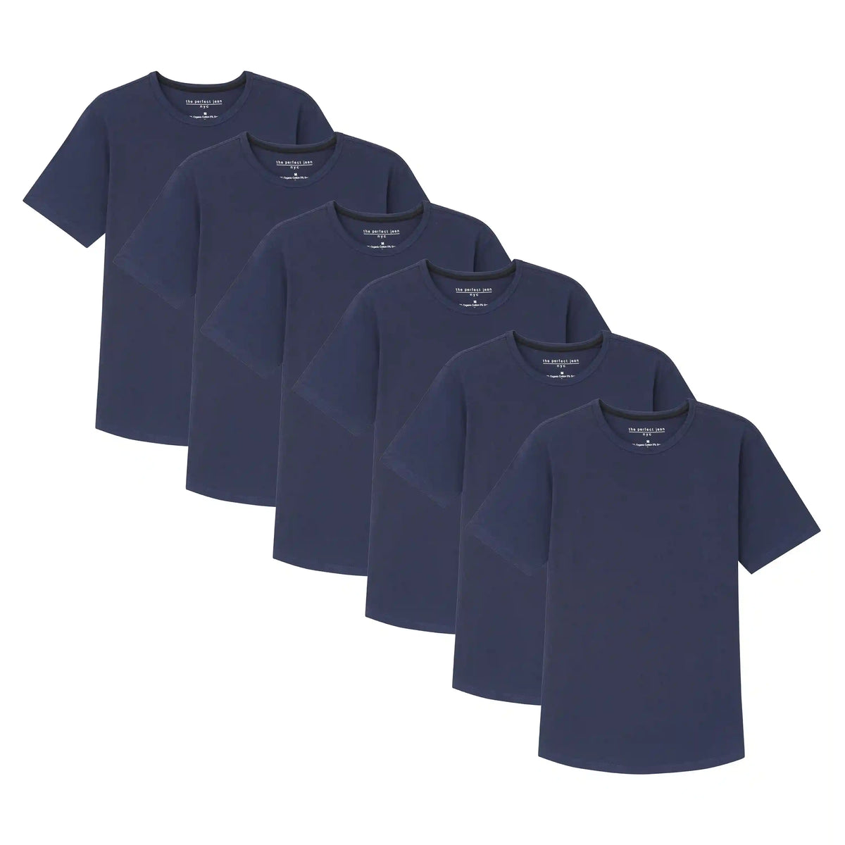 Organic Crew Neck T-Shirt 6 Pack (Slim Fit) / Navy
