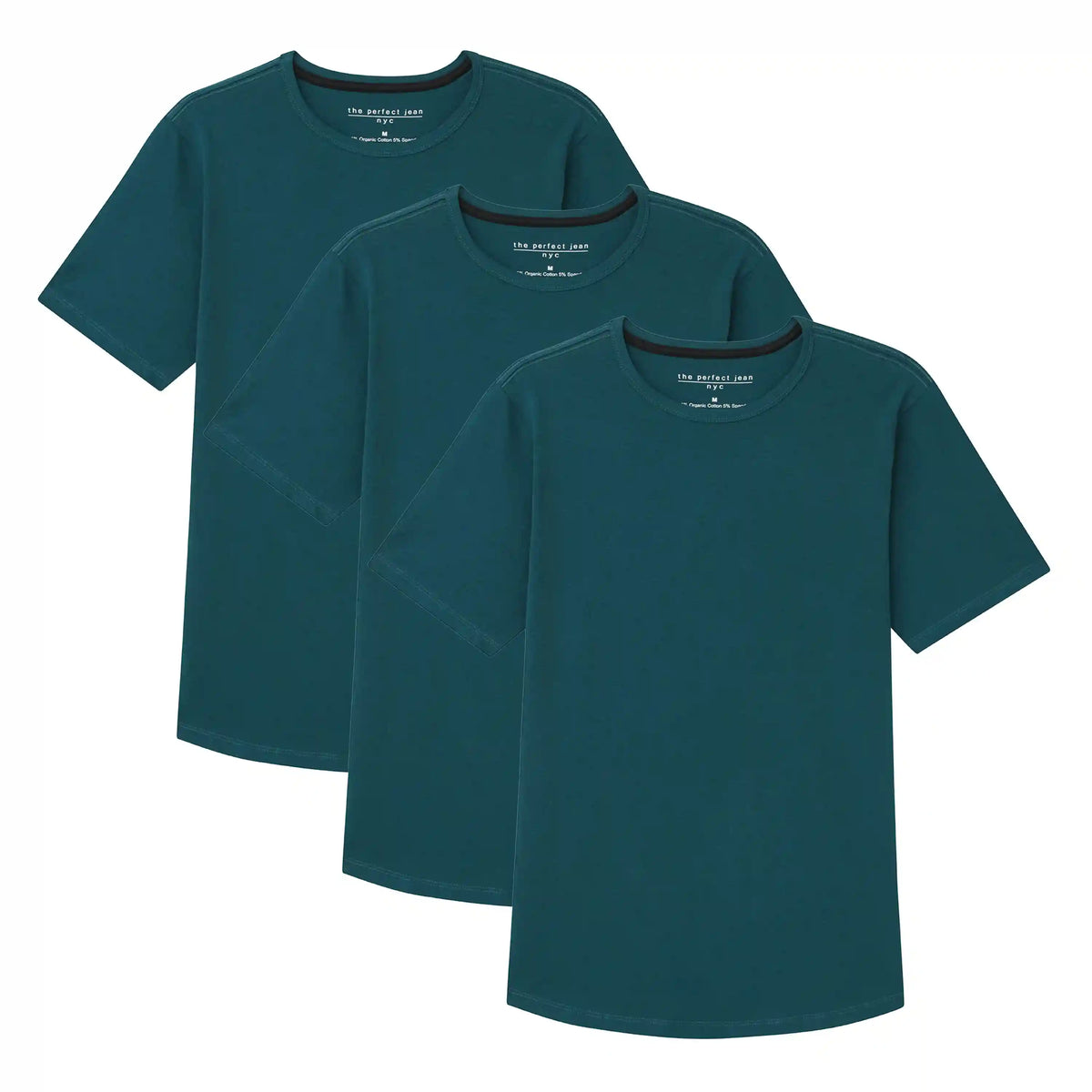 Organic Crew Neck T-Shirt 3 Pack (Slim Fit) / Teal