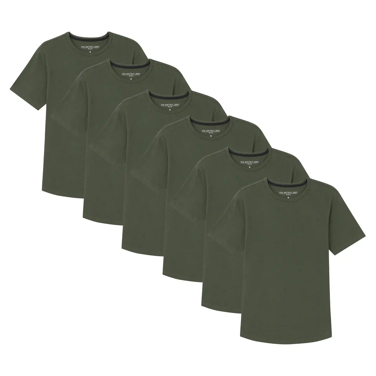 Organic Crew Neck T-Shirt 6 Pack (Slim Fit) / Olive