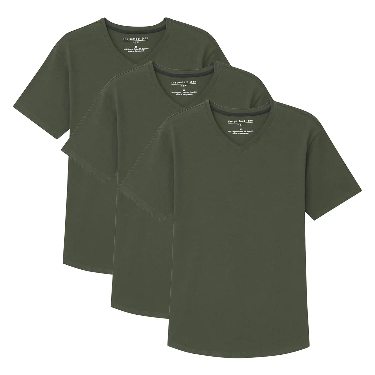 Organic V-Neck T-Shirt 3 Pack (Slim Fit) / Olive