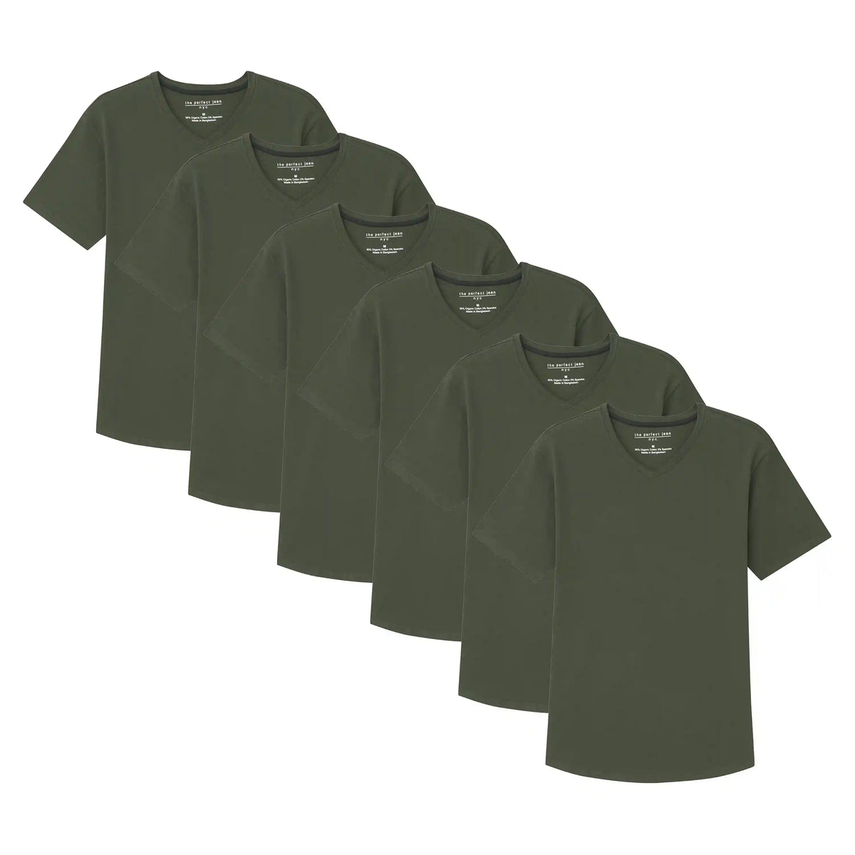 Organic V-Neck T-Shirt 6 Pack (Slim Fit) / Olive