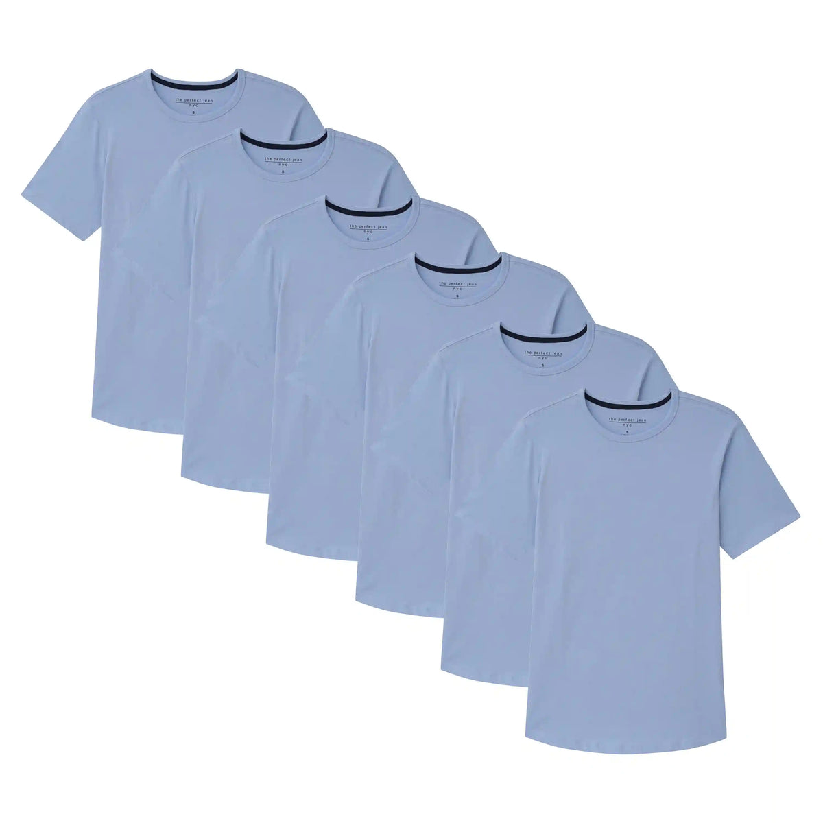 Organic Crew Neck T-Shirt 6 Pack (Slim Fit) / Light Blue