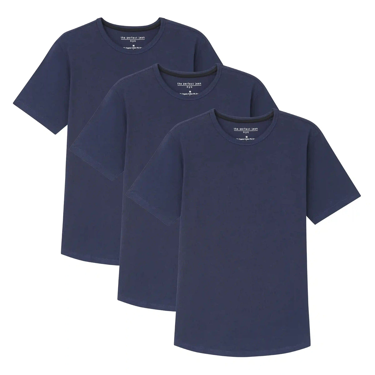 Organic Crew Neck T-Shirt 3 Pack (Slim Fit) / Navy