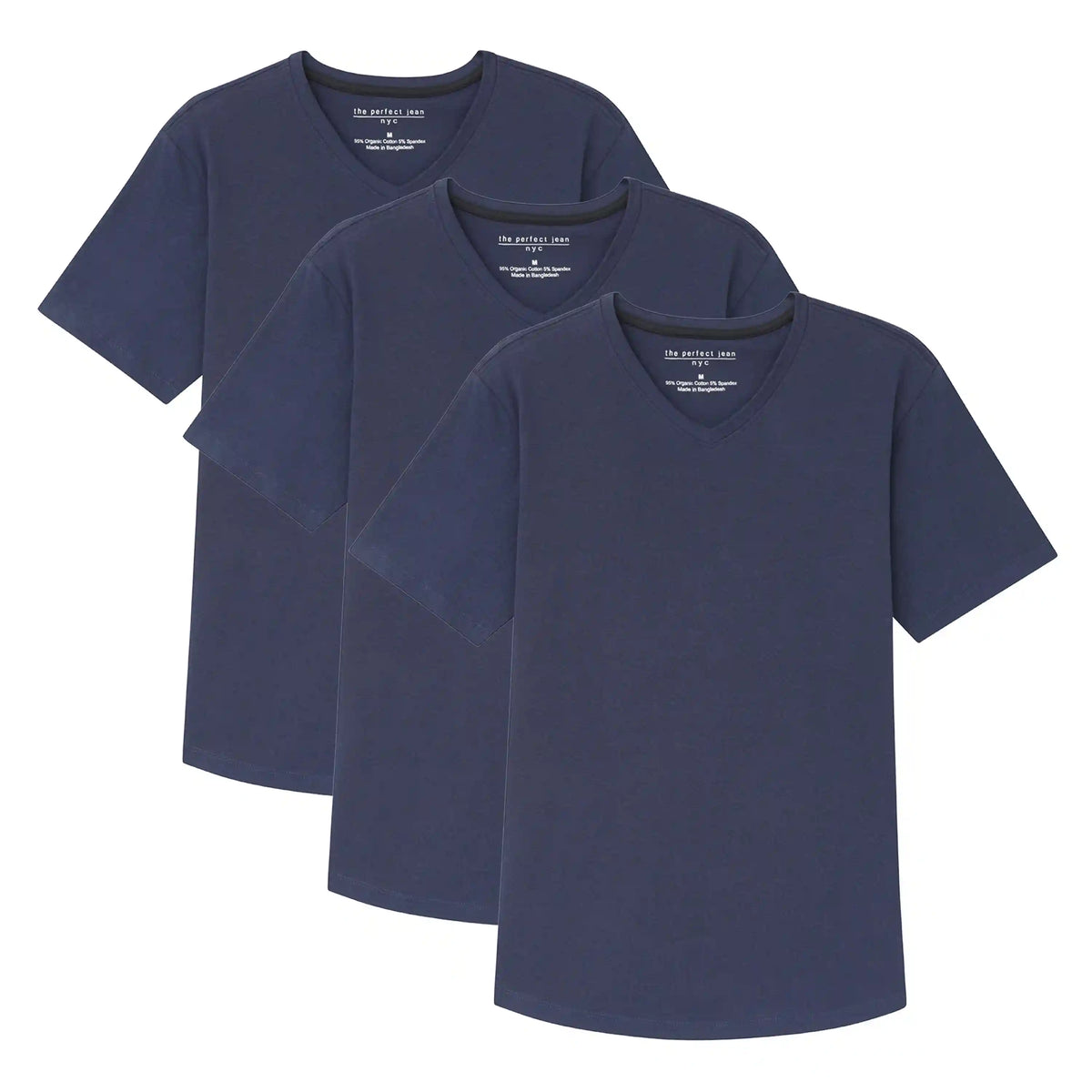 Organic V-Neck T-Shirt 3 Pack (Slim Fit) / Navy