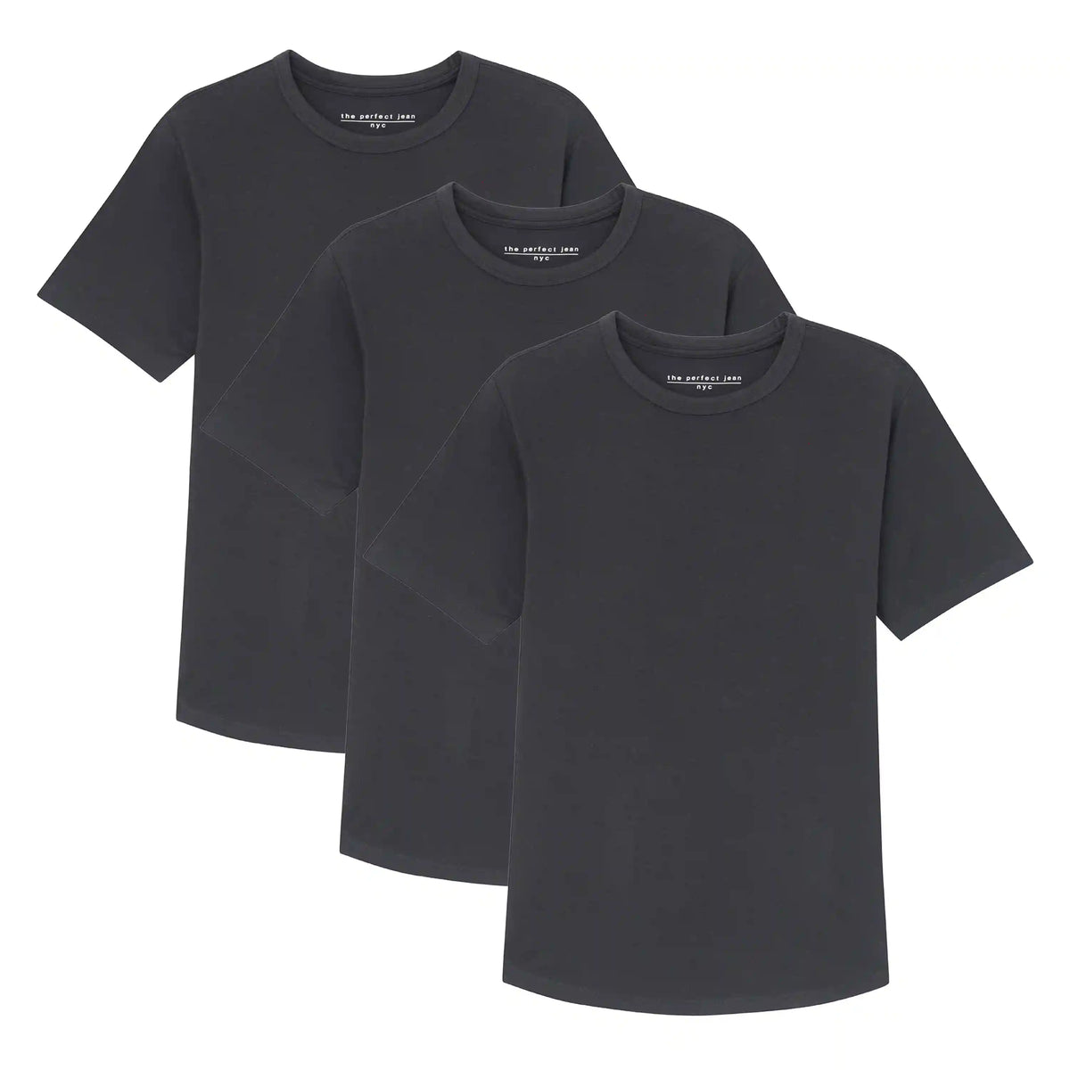 Organic Crew Neck T-Shirt 3 Pack (Slim Fit) / Black