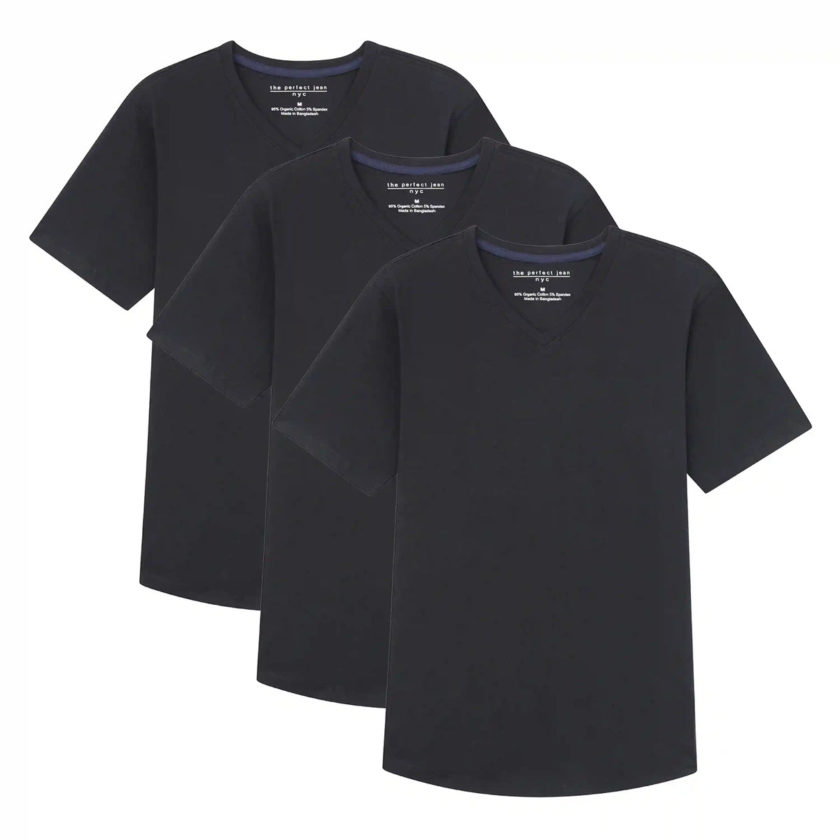Organic V-Neck T-Shirt 3 Pack (Slim Fit) / Black