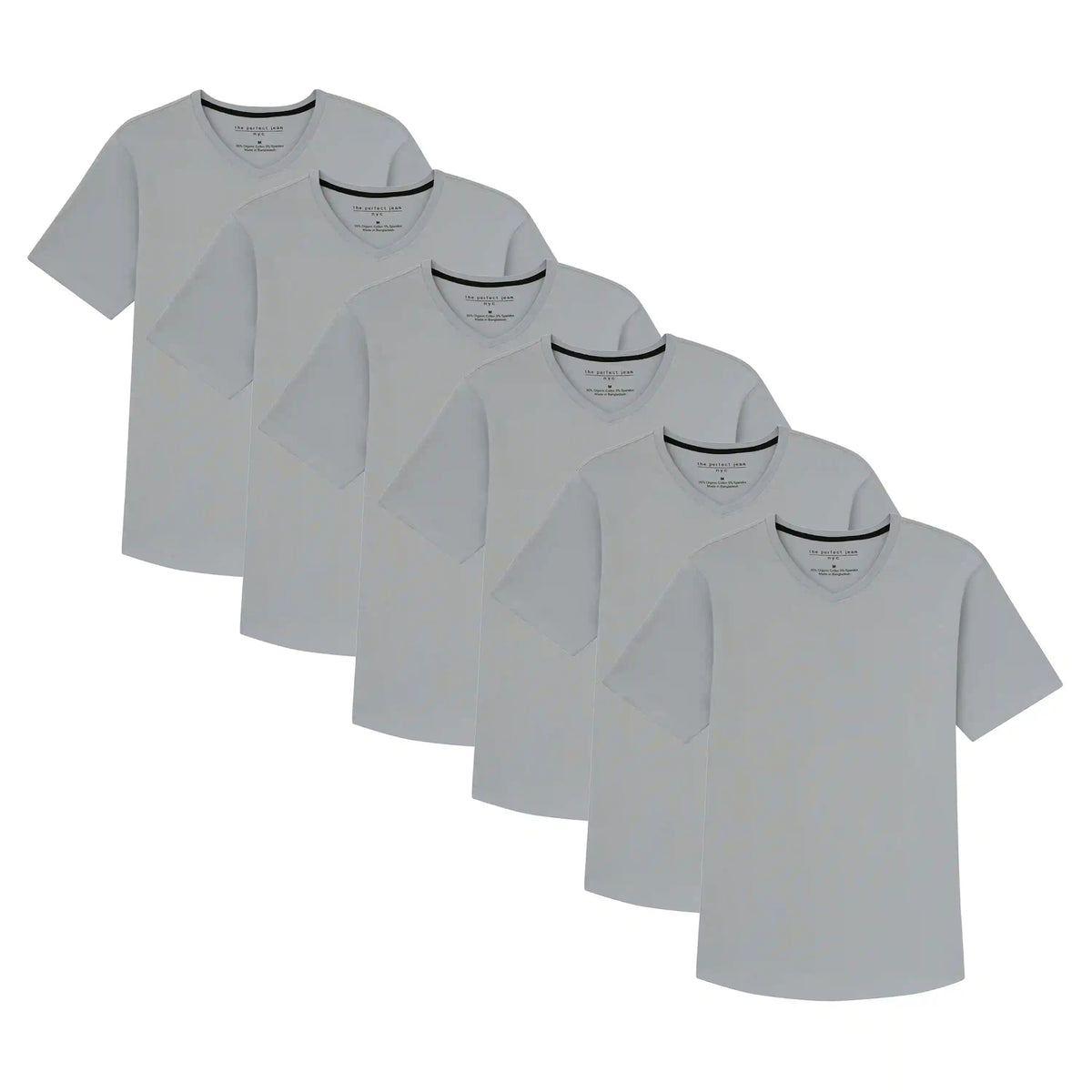 Organic V-Neck T-Shirt 6 Pack (Slim Fit) / Light Grey