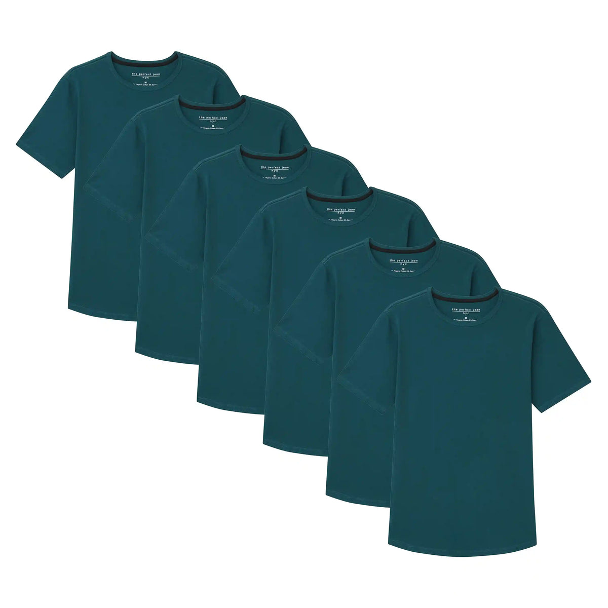 Organic Crew Neck T-Shirt 6 Pack (Slim Fit) / Teal