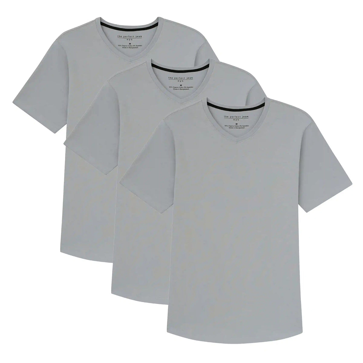 Organic V-Neck T-Shirt 3 Pack (Slim Fit) / Light Grey
