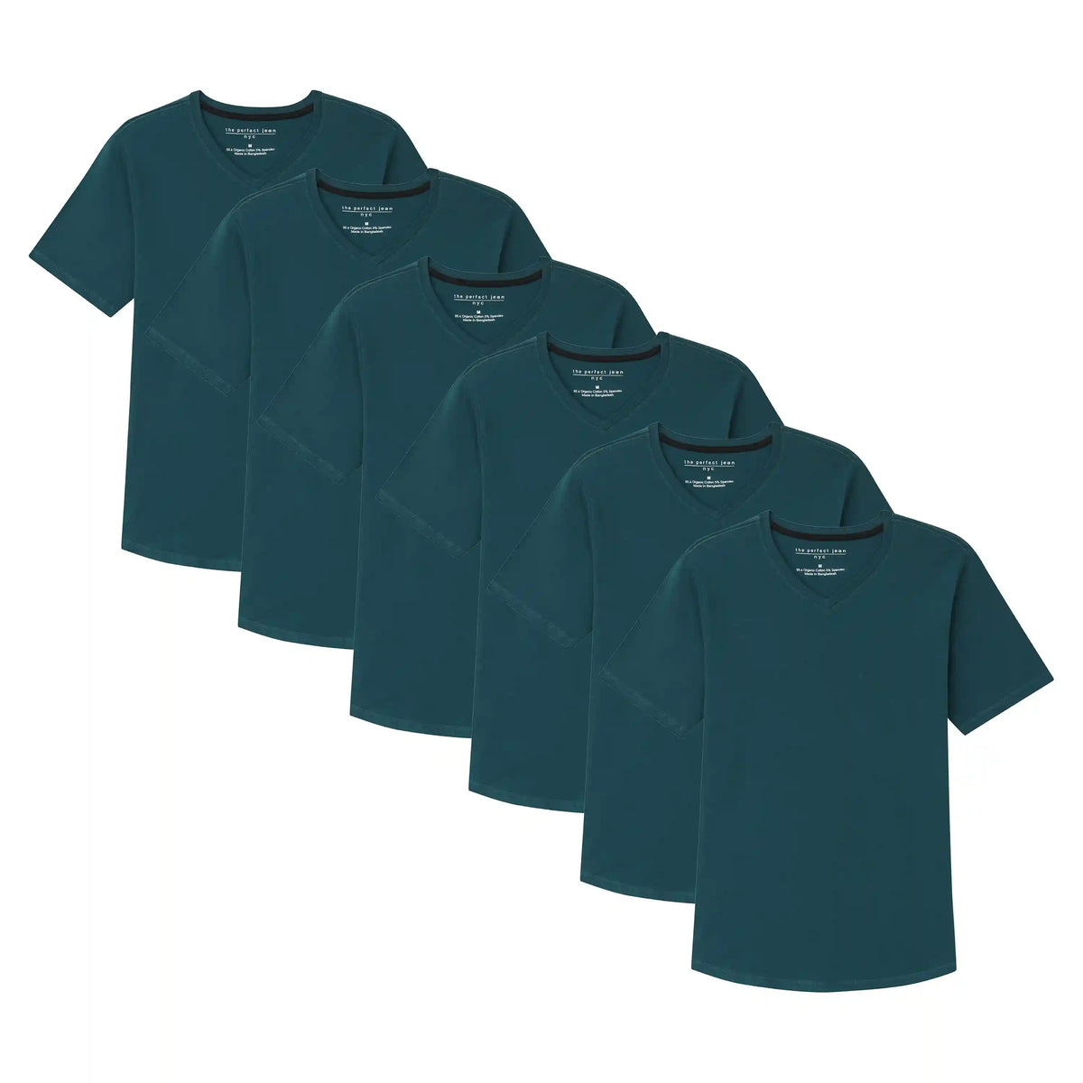 Organic V-Neck T-Shirt 6 Pack (Slim Fit) / Teal