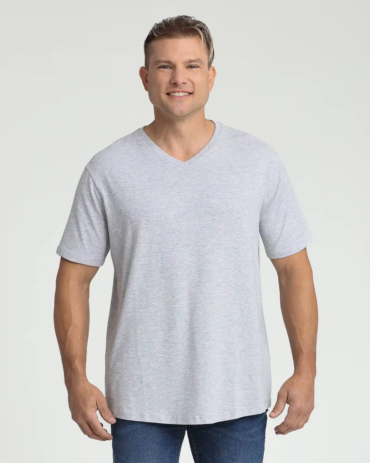Organic V-Neck T-Shirt (Slim Fit) / Heather Grey