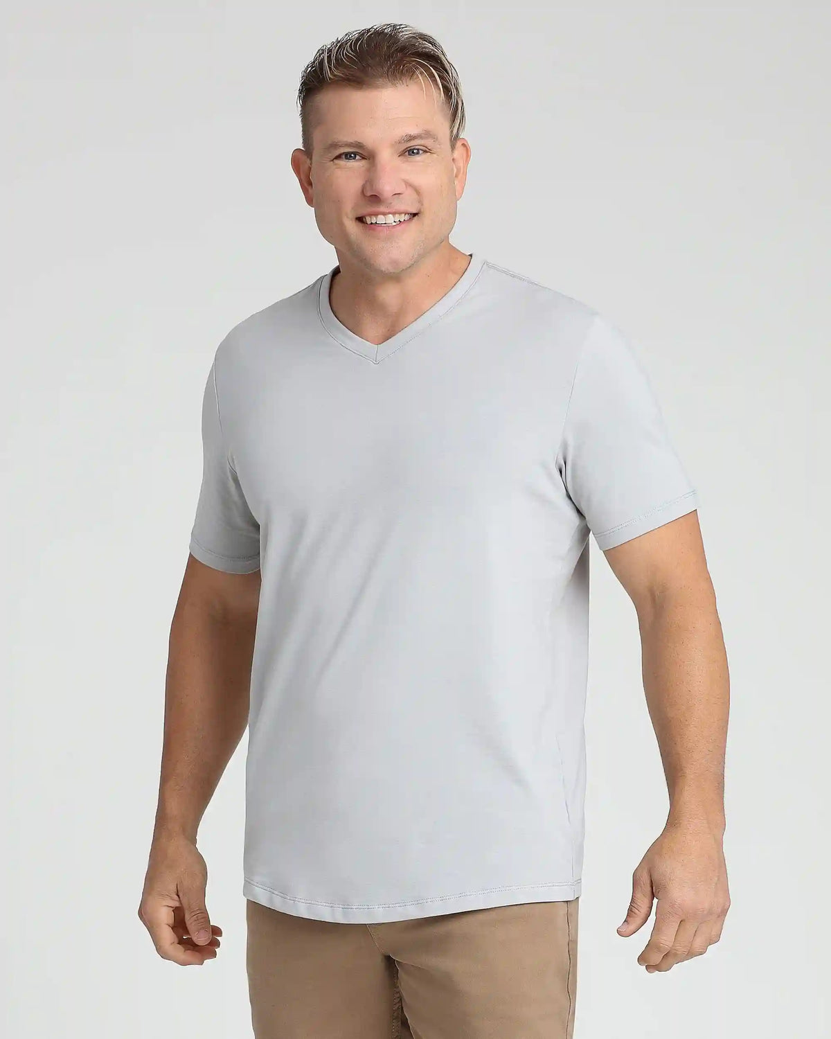 Organic V-Neck T-Shirt (Slim Fit) / Light Grey