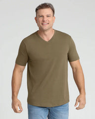 Organic V-Neck T-Shirt (Slim Fit) / Military Olive