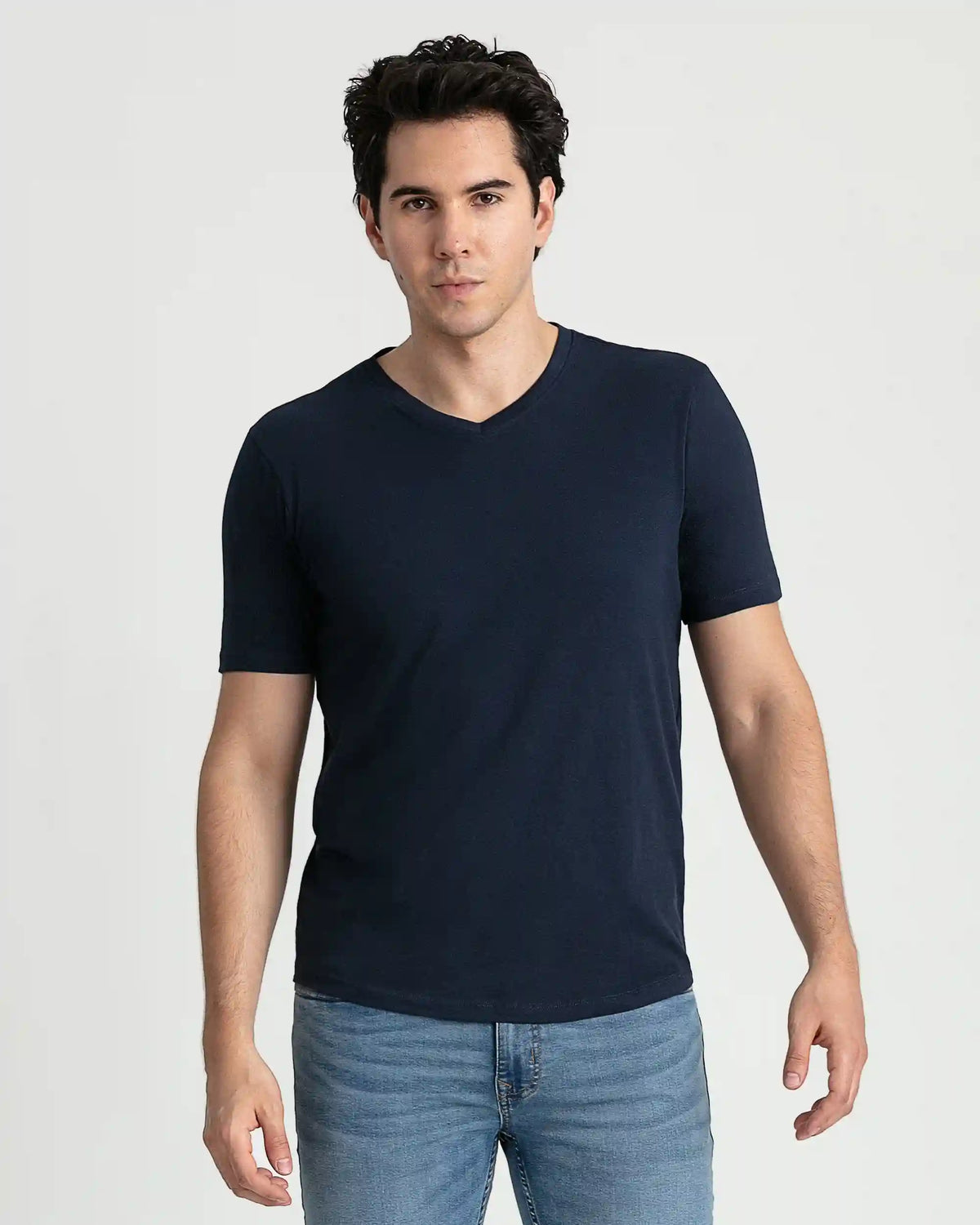 Organic V-Neck T-Shirt (Slim Fit) / Navy
