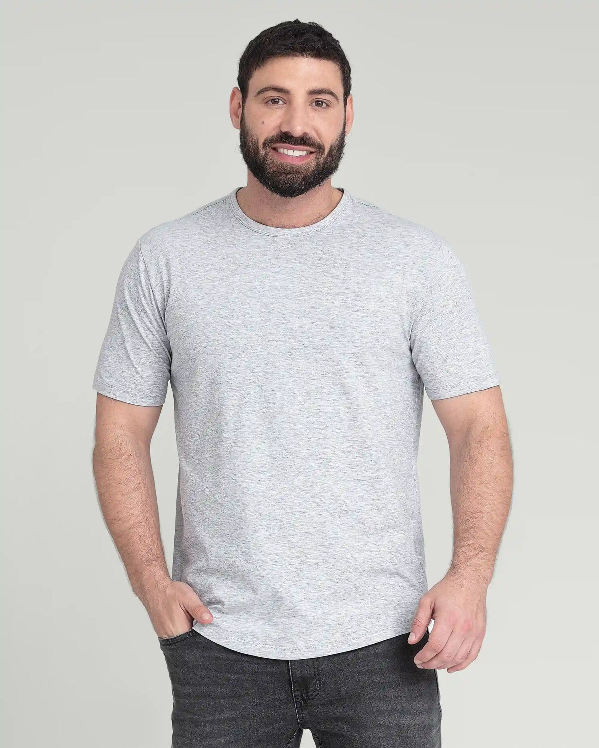 Organic Crew Neck T-Shirt (Slim Fit) / Heather Grey