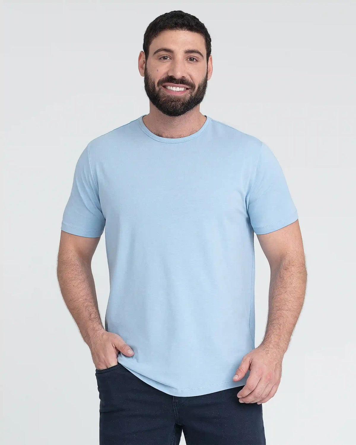 Organic Crew Neck T-Shirt (Slim Fit) / Light Blue