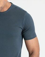 Organic Crew Neck T-Shirt 3 Pack (Slim Fit) / Steel
