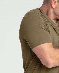 Organic V-Neck T-Shirt (Slim Fit) / Military Olive