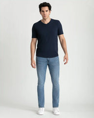 Organic V-Neck T-Shirt (Slim Fit) / Navy