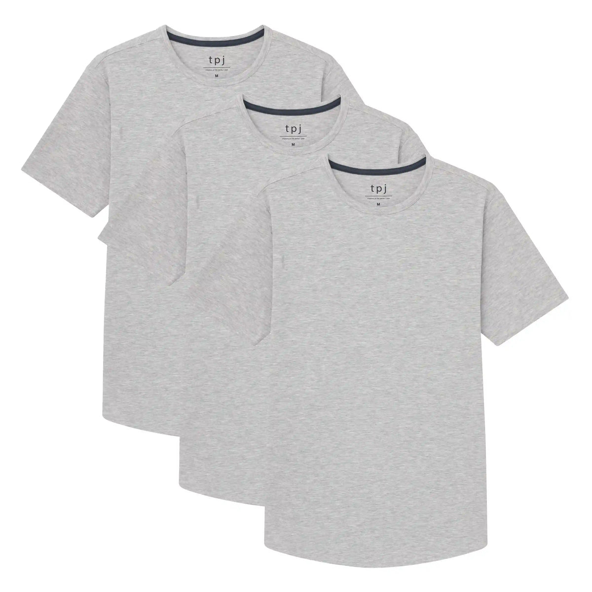 Organic Crew Neck T-Shirt 3 Pack (Slim Fit) / Heather Grey