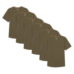Organic V-Neck T-Shirt 6 Pack (Slim Fit) / Military Olive