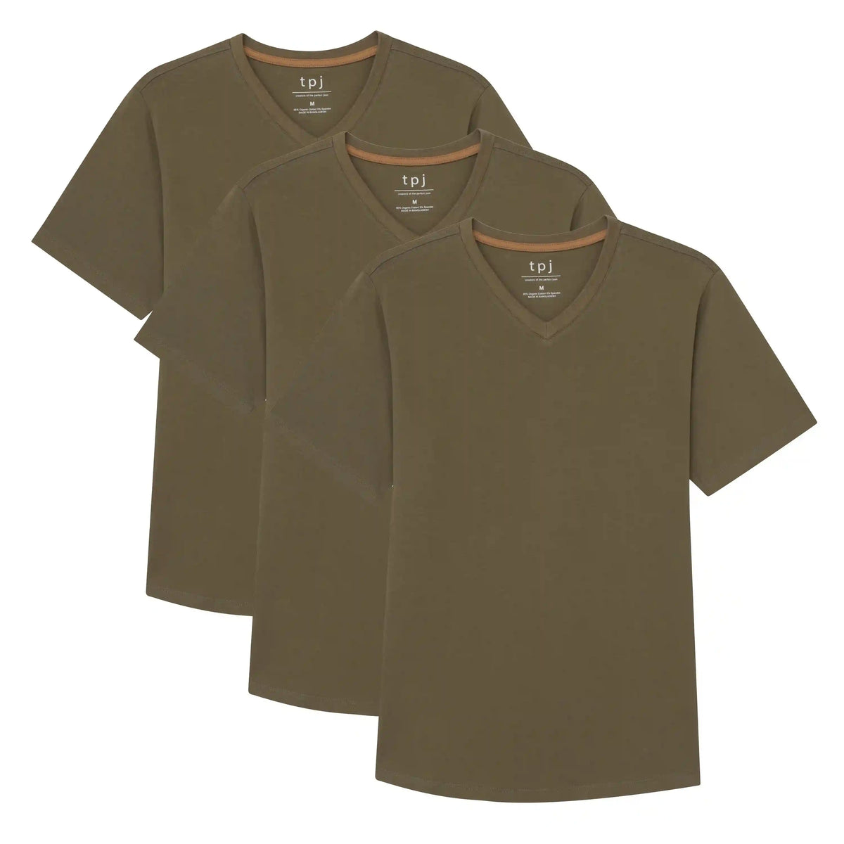Organic V-Neck T-Shirt 3 Pack (Slim Fit) / Military Olive