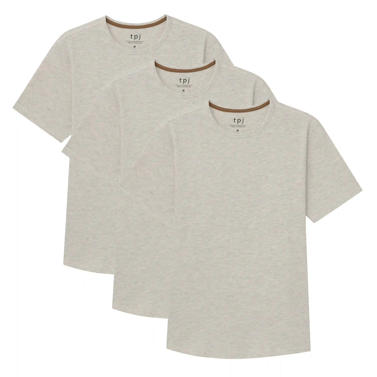 Organic Crew Neck T-Shirt 3 Pack (Slim Fit) / Oatmeal Heather