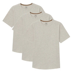 Organic Crew Neck T-Shirt 3 Pack (Slim Fit) / Oatmeal Heather